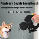 Double Retractable Dog Leash – Dual 360° Tangle-Free Lead with LED Safety Light (for Small & Large Dogs)