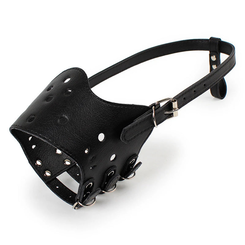 Adjustable PU Leather Dog Muzzle – Breathable Anti-Bark & Anti-Bite Muzzle for Small to Large Dogs