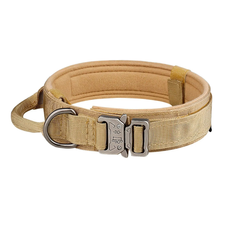 Tactical Dog Collar – Heavy-Duty Adjustable Nylon Collar with Metal Buckle for Medium & Large Dogs