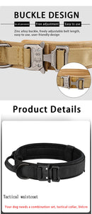 Tactical Dog Collar – Heavy-Duty Adjustable Nylon Collar with Metal Buckle for Medium & Large Dogs