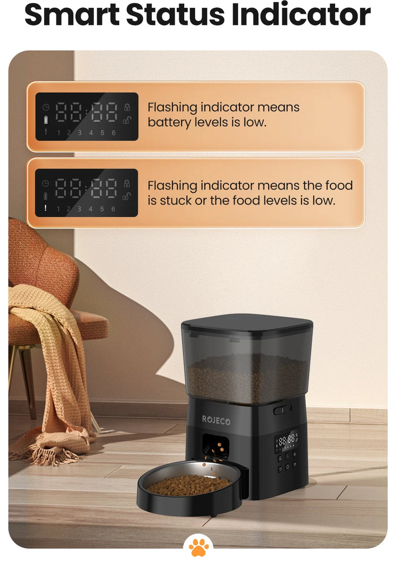 ROJECO Automatic Pet Feeder – Smart Portion Control Dispenser for Cats & Dogs