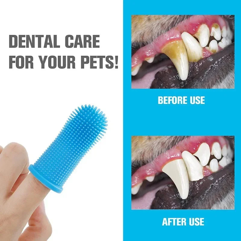 Soft Silicone Finger Toothbrush – 360° Dental Care for Dogs & Cats (with Storage Case)