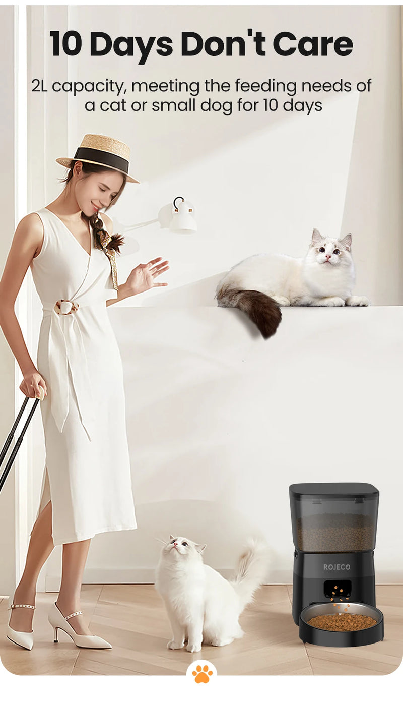 ROJECO Automatic Pet Feeder – Smart Portion Control Dispenser for Cats & Dogs