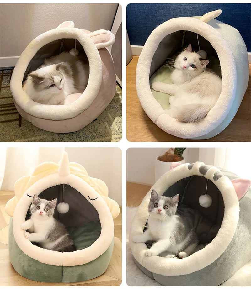 Foldable Cat Tent Bed – Soft Indoor Cave Bed for Cats & Small Dogs (Washable, Self-Warming)
